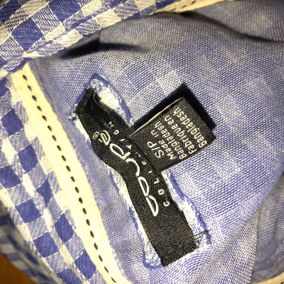 COUPE blue check cotton double layer shirt/pockets - Picture 3 of 7